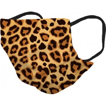 Mondkapje - mondmasker 100% katoen, dubbellaags, filter toepasbaar, Trendy print Leopard brown