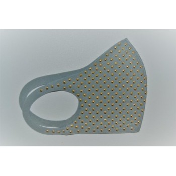 Comfort Face Mask grijs studs goud 100% katoen - Mondmasker - Mondkapje - UV protection -  Herbruikbaar & wasbaar - studs goud