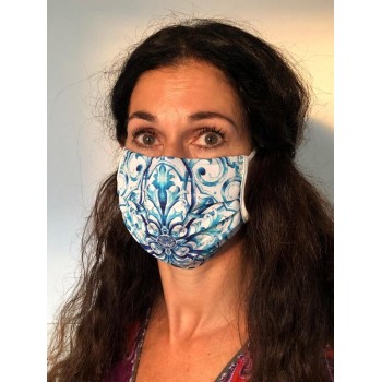 Hip modieus mondkap hoesje met Delfts blauwe print | wasbaar | mondmasker en neusmasker cover | one size