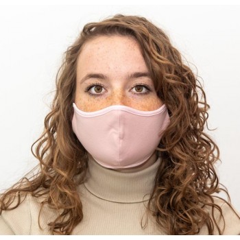 Mondkapje + 10 filters - poederroze (gezichtsvorm) - hoge kwaliteit - herbruikbaar en wasbaar katoenen mondmasker met elastiek