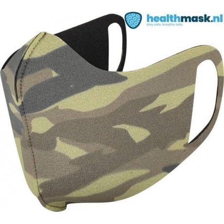 Healthmask Limited Edition Volwassen/Tiener mondkapje Army Print. Handmade in Holland 3 laags neopreen wasbare Mondkapje.