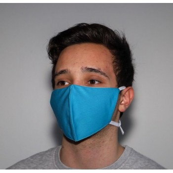 Mondkapje van katoen - wasbaar en herbruikbaar 3-laags gezichtsmasker - Turquoise