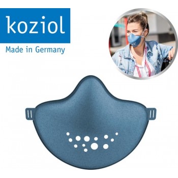 Koziol Community Mask, herbruikbaar en duurzaam mondkapje - gezichtsmasker - Organic blue – incl. 31 filters