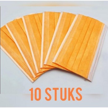 Set van 10 stuks oranje wegwerp mondkapjes