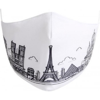 Modieuze mondkapje -Eiffeltoren mondmasker - comfortabel - wasbaar met verstelbaar koord - verpakt met gebruiksaanwijzing