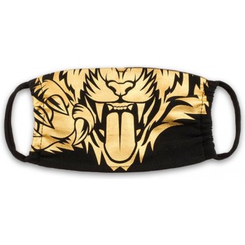 Most Hunted volwassenen tijger mondmasker zwart goud 20-14cm