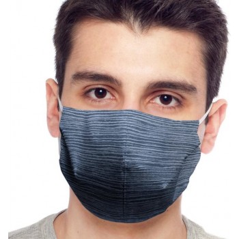 Stoffen mondkapje Blauw-Grijs - Large | Wasbaar | Optimale bescherming