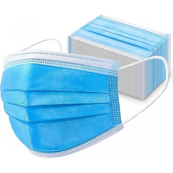 150 stuks - Wegwerp 3-laags gezichtsmaskers, hoge filtreerbaarheid, geschikt voor de gevoelige huid (blauw)