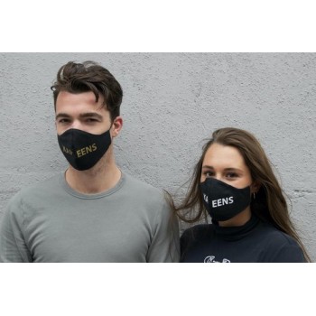Unisex drielaags stijlvol mondmasker/mondkapje van katoen - "Kap Eens" goud
