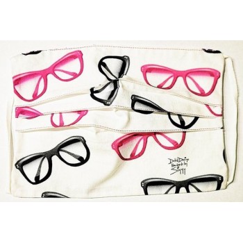 Limited Edition 2 laags katoenen mond-maskers mondkapjes 60C wasbaar roze zwarte vintage bril