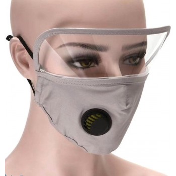 Mondmasker- mondkapje met oogbescherming / spatscherm - grijs
