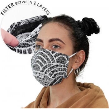 Dubbellaags streetwear masker met filterzak + 3 filters zwart/wit