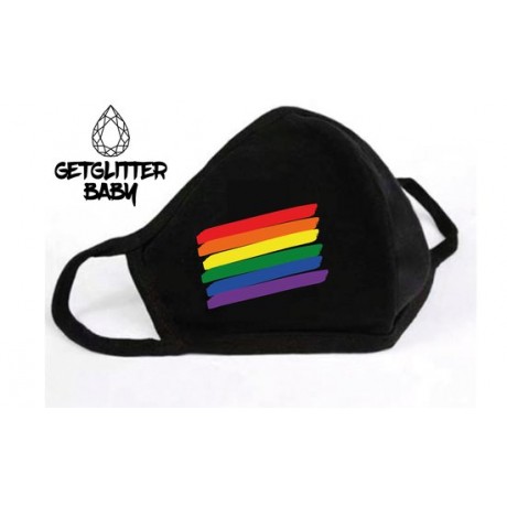 GetGlitterBaby - Niet Medisch Katoenen Mondkapje Zwart / Wasbaar Mondmasker Katoen - Pride Vlag