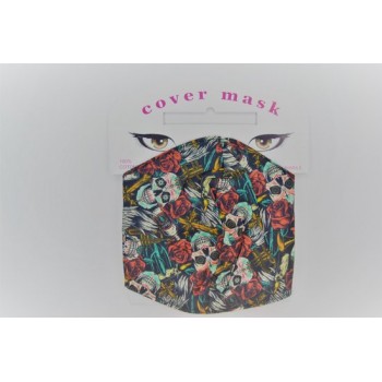 Comfort Face Mask doodskop met rozen 100% katoen - Mondmasker - Mondkapje - Herbruikbaar & wasbaar - doodskop met rozen