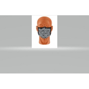 Mondmasker - Wasbaar op 60°C - 2-laags Viscose - Moustache Grijs-Zwart