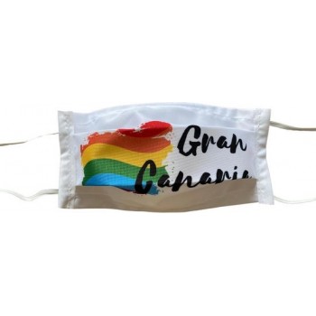Gran Canaria regenboog mondkapje - Herbruikbaar en wasbaar mondmasker - Geschikt voor binnenruimtes, reizen en in het OV
