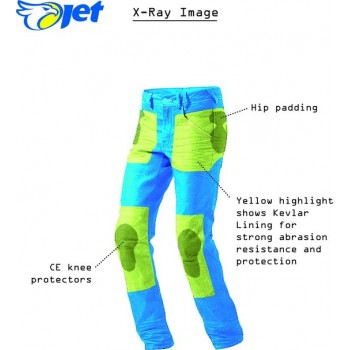 JET - Motorbroek Spijkerbroek – Kevlar Safety Broeken Beschermende Aramide gevoerd Jeans - Protectie (Blauw W 34 L 30)