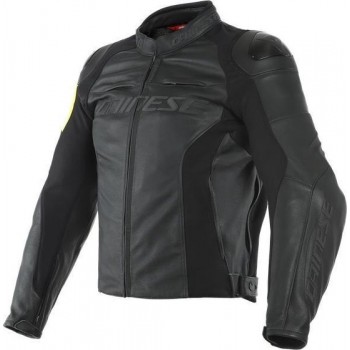 Dainese VR46 Pole Position Black Fluo Yellow Leather Motorcycle Jacket 54