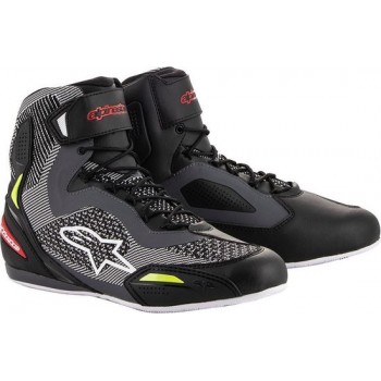 Alpinestars Faster-3 Rideknit Black Gray Red Yellow Fluo Motorcycle Shoes 9