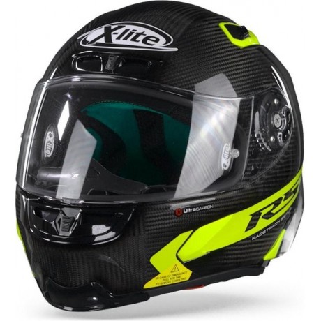 X-Lite X-803 RS Ultra Carbon Hot Lap 16 Carbon Black Yellow Full Face Helmet XL