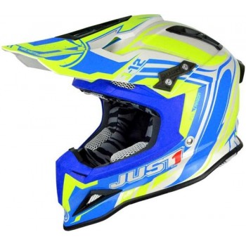 Just1 Crosshelm J12 Flame Yellow/Blue-XS