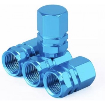 TT-products ventieldopppen hexagon light blue aluminium 4 stuks lichtblauw