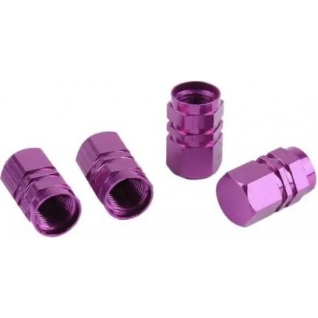 TT-products ventieldopppen hexagon purple aluminium 4 stuks paars