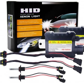 55W 9006 / HB4 6000K HID Xenon Light Conversion Kit met High Intensity Discharge Alloy Slim Ballast, Wit