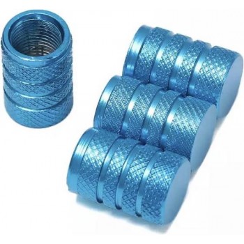 TT-products ventieldoppen 3-rings Light Blue aluminium 4 stuks lichtblauw